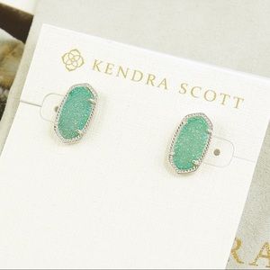 Kendra Scott Nola Silver Stud Earrings in Platinum Drusy | The Mizzou Store